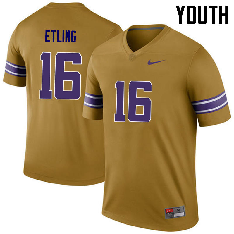 Youth LSU Tigers #16 Danny Etling College Football Jerseys Game-Legend